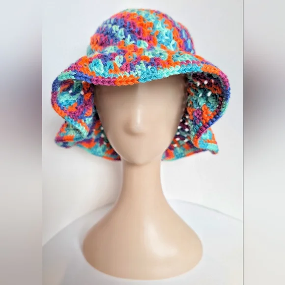 NEW, Crochet sunny bucket hat, 100% cotton, handmade - Picture 3 of 6